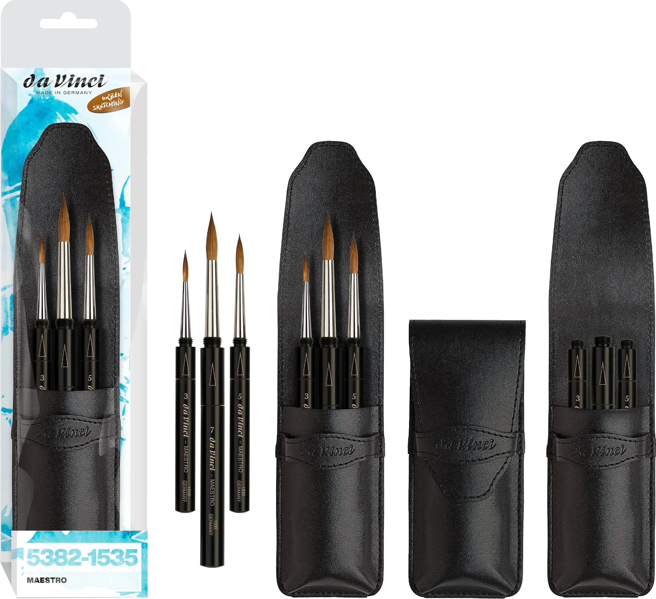 da Vinci Brushes Maestro Kolinsky Watercolor Brushes, Black, 3 Count - Image 5