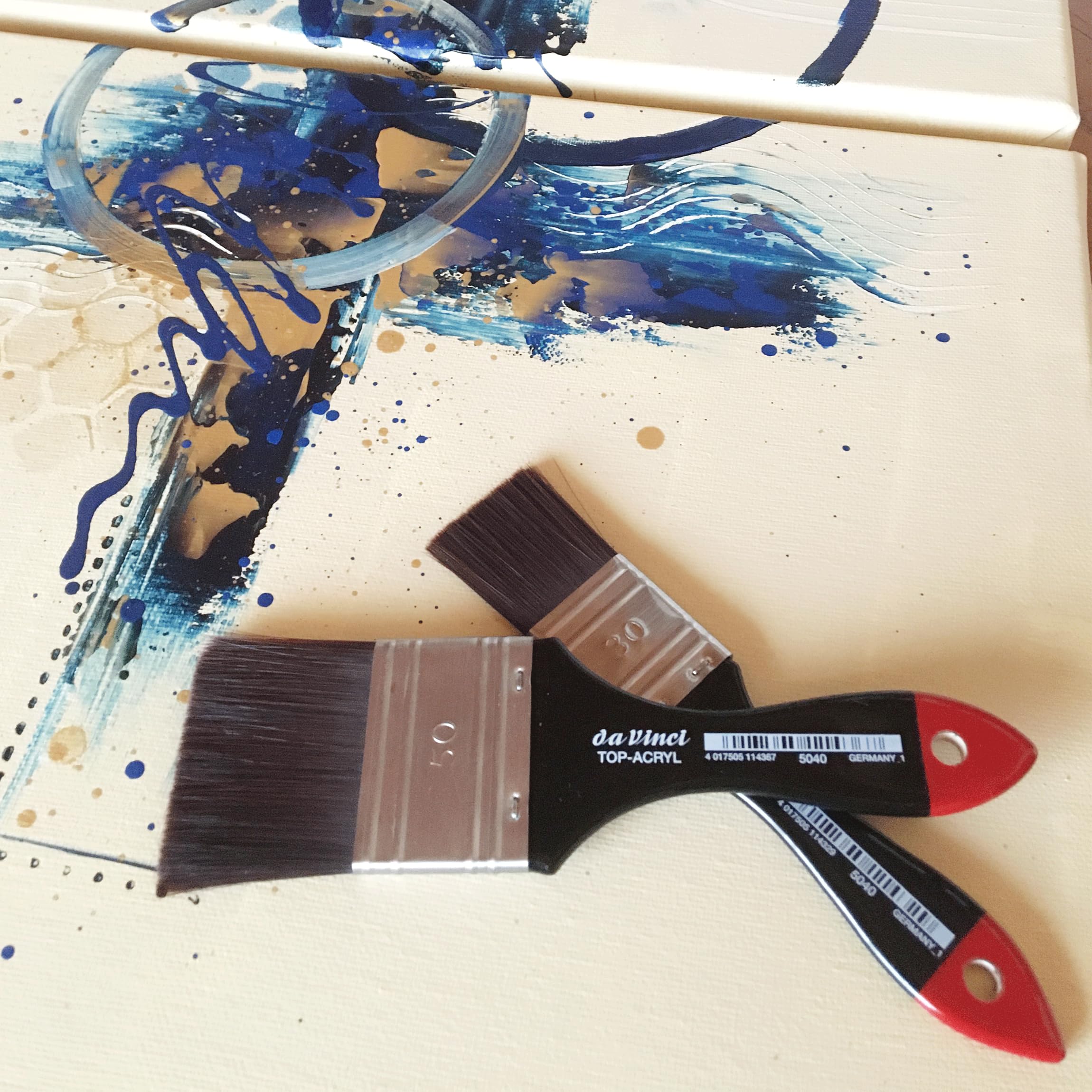 da Vinci Oil & Acrylic Series 5040 Top Acryl Paint Brush, Flat Mottler Red/Brown Synthetic with Plainwood Handle, Size 30 - Image 5