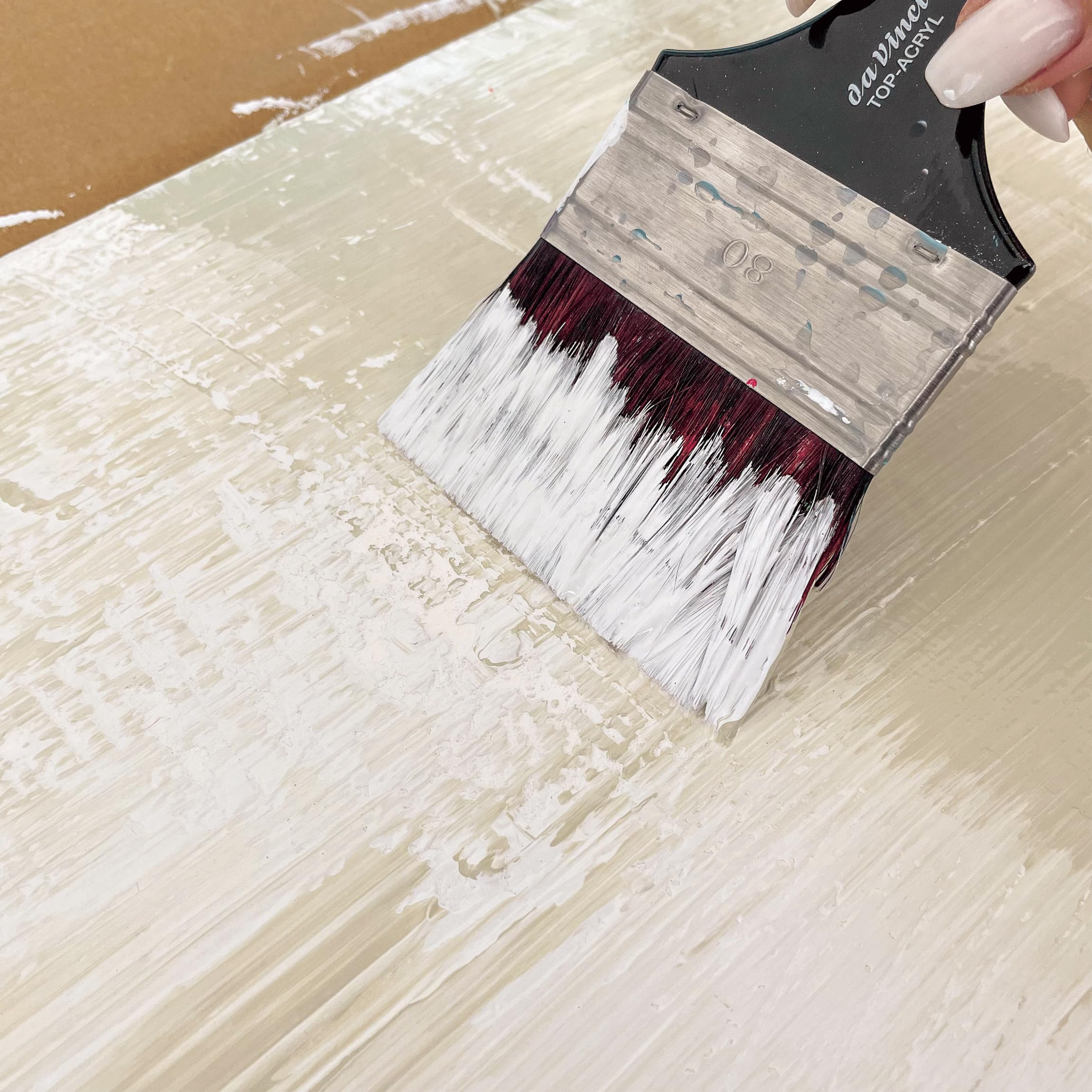 da Vinci Oil & Acrylic Series 5040 Top Acryl Paint Brush, Flat Mottler Red/Brown Synthetic with Plainwood Handle, Size 30 - Image 6