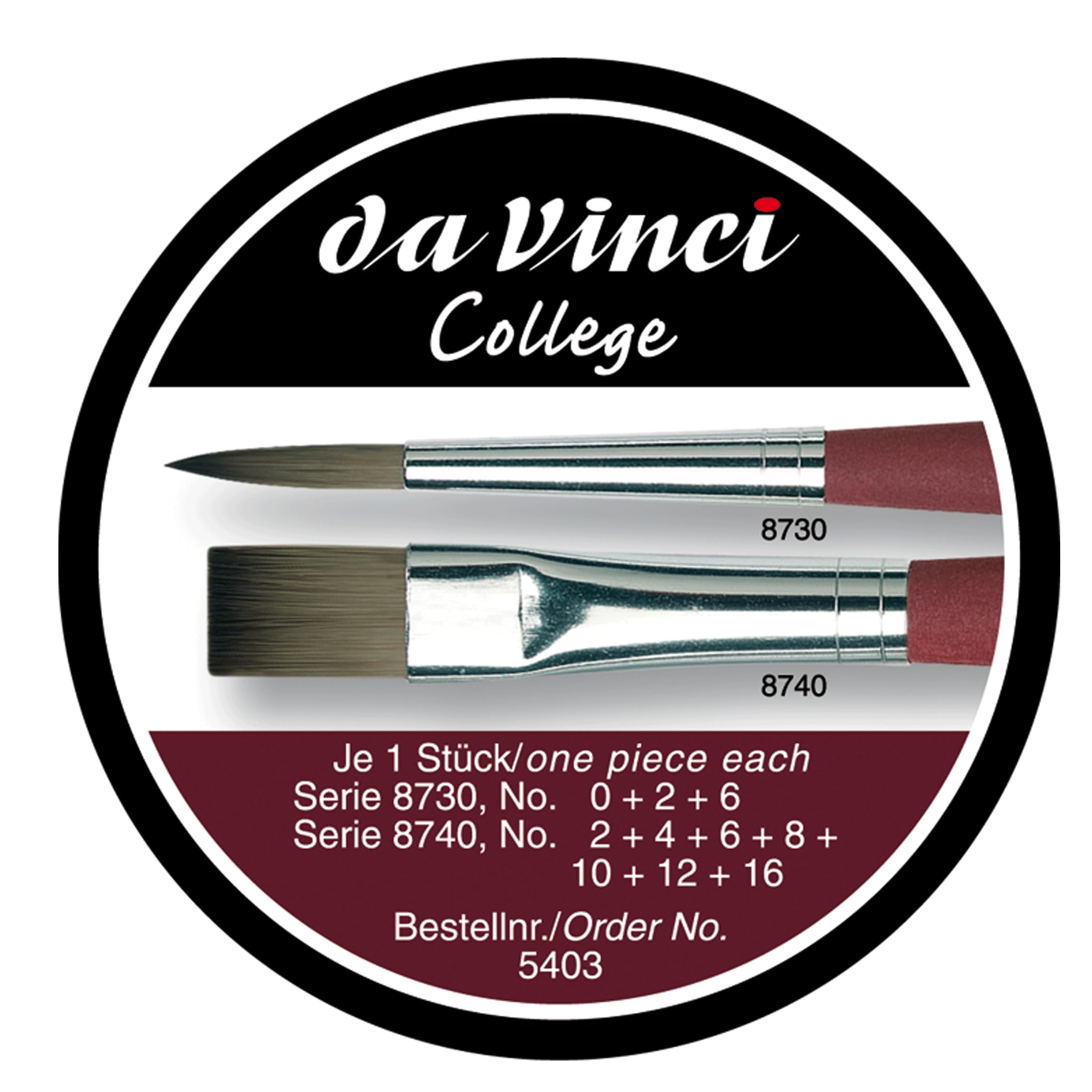 da Vinci Oil & Acrylic Series 5403 College Paint Brush Set, Synthetic with Gift Can, Multiple Sizes, 10 Brushes (Series 8733 and 8740) - Image 3