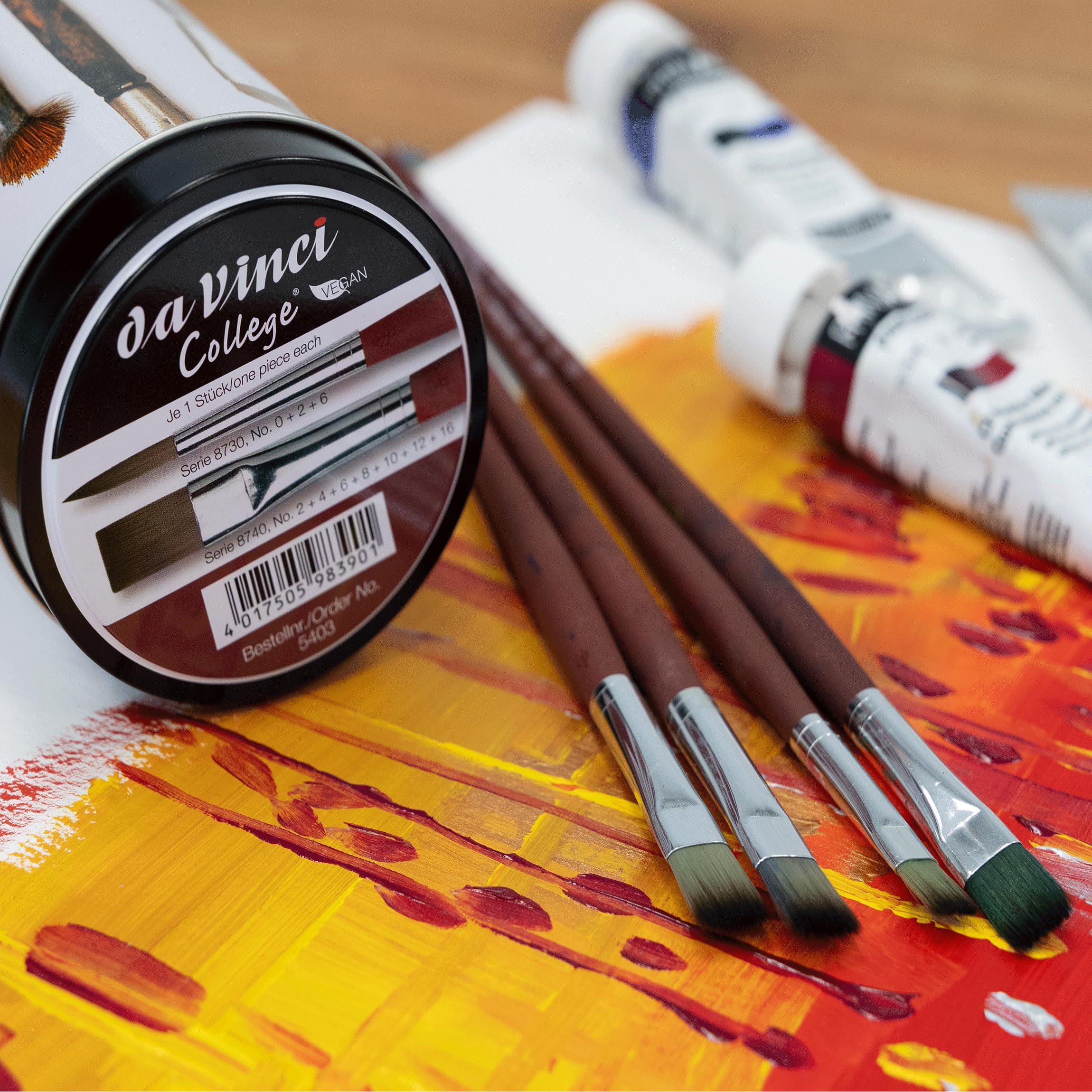 da Vinci Oil & Acrylic Series 5403 College Paint Brush Set, Synthetic with Gift Can, Multiple Sizes, 10 Brushes (Series 8733 and 8740) - Image 6