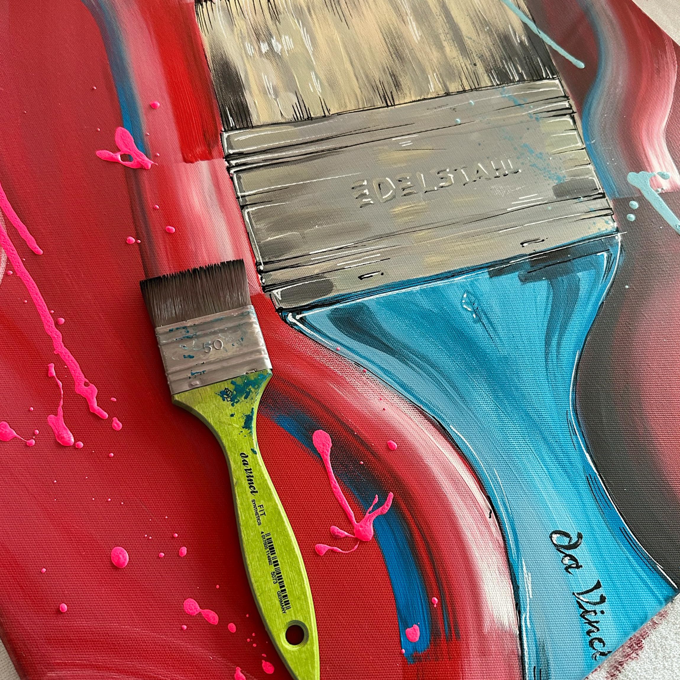 da Vinci Student Series 5073 Fit for School and Hobby Paint Brush, Mottler Flat Elastic Synthetic with Green Matte Handle, Size 60 - Image 5