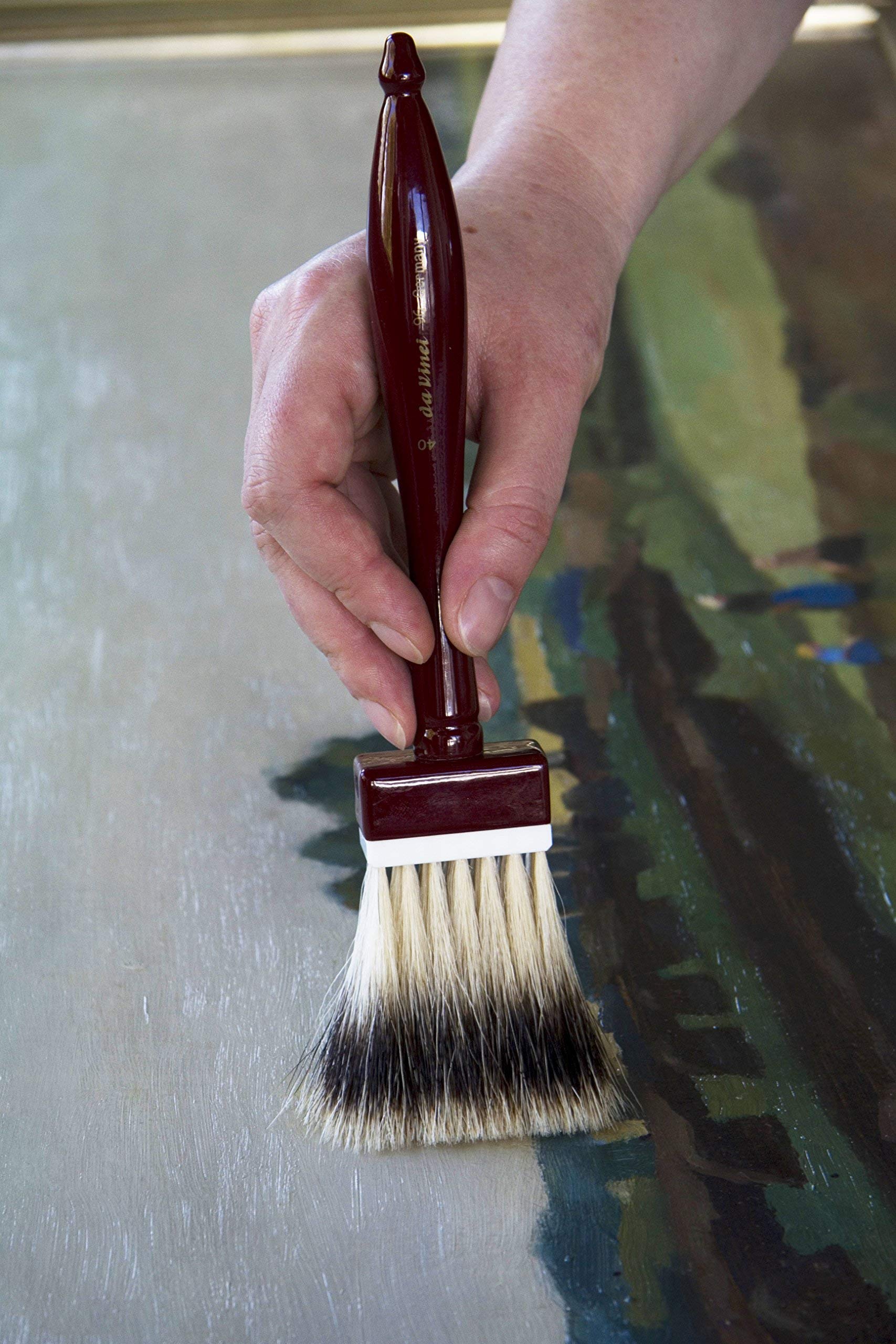 da Vinci Varnish & Priming Series 96 Softener Brush, 5-Row Thickness Pure Badger Hair with Wood Handle and Plastic Fastening, Size 40 - Image 3