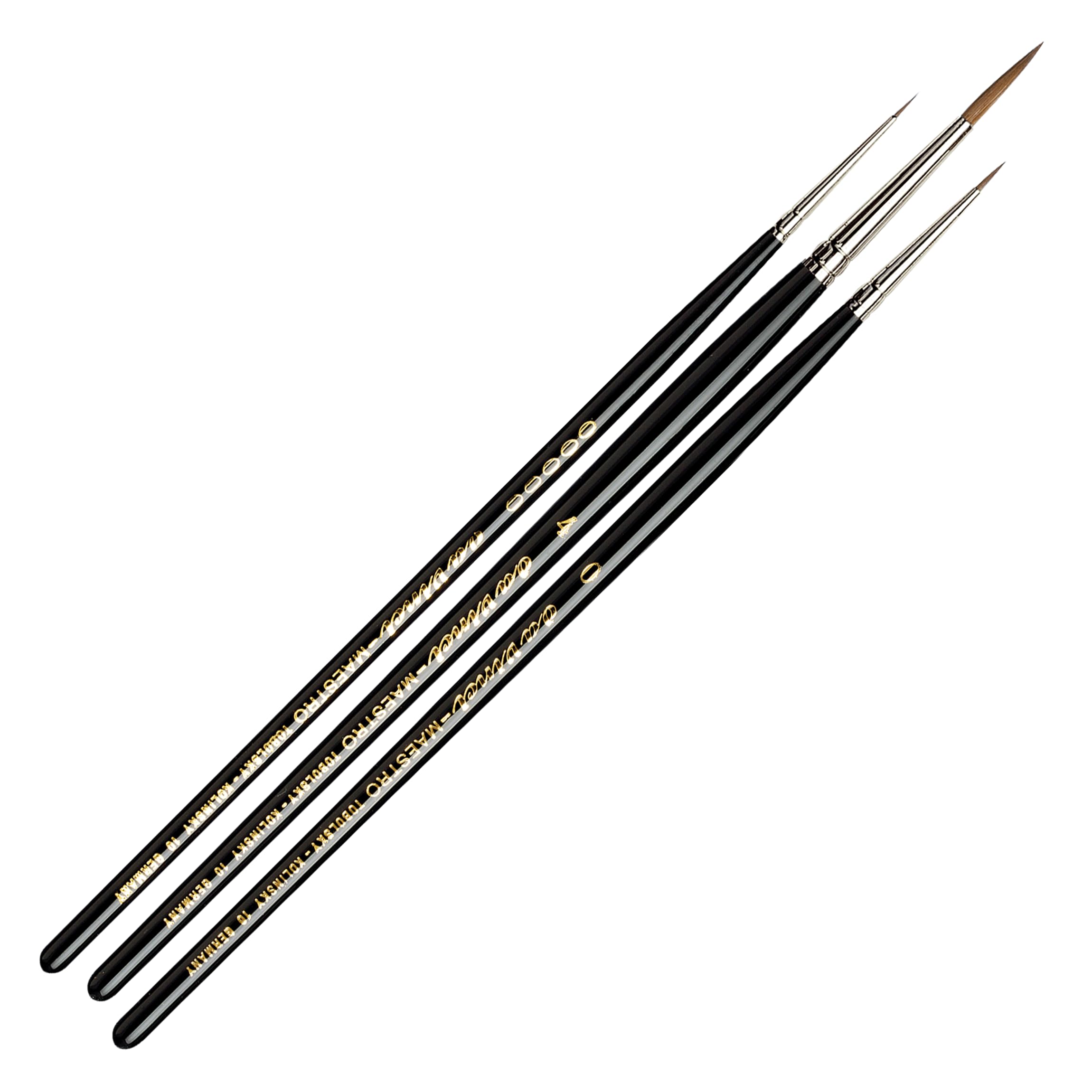 da Vinci Watercolor Maestro Kolinsky Red Sable Brush Set 5500-3 Brush Set - Series 10 Sharp Round in Sizes 5/0, 0 & 4 in an Elegant Black Gift Box. - Image 3