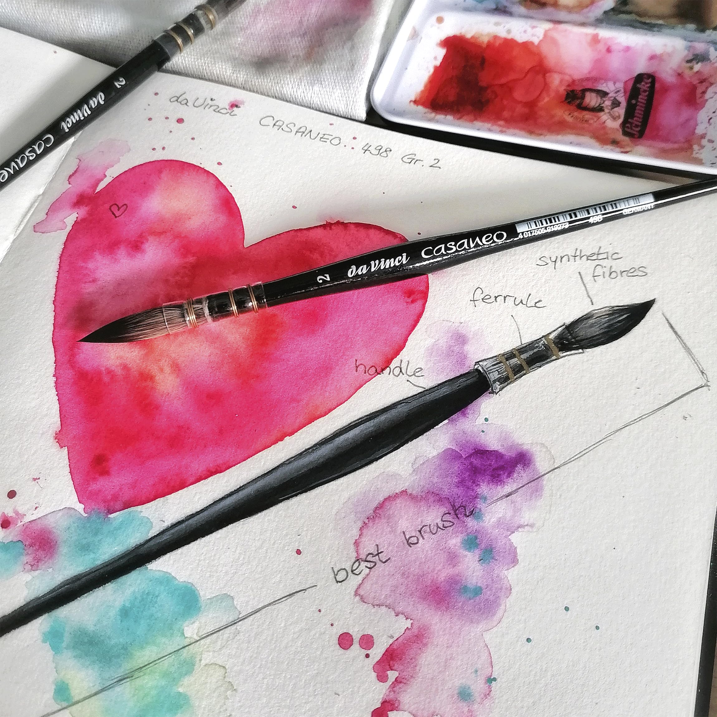 da Vinci Watercolor Series 498 Size 2 - Round Quill - Casaneo New Wave Synthetics - Vegan - Made in Germany - Image 6