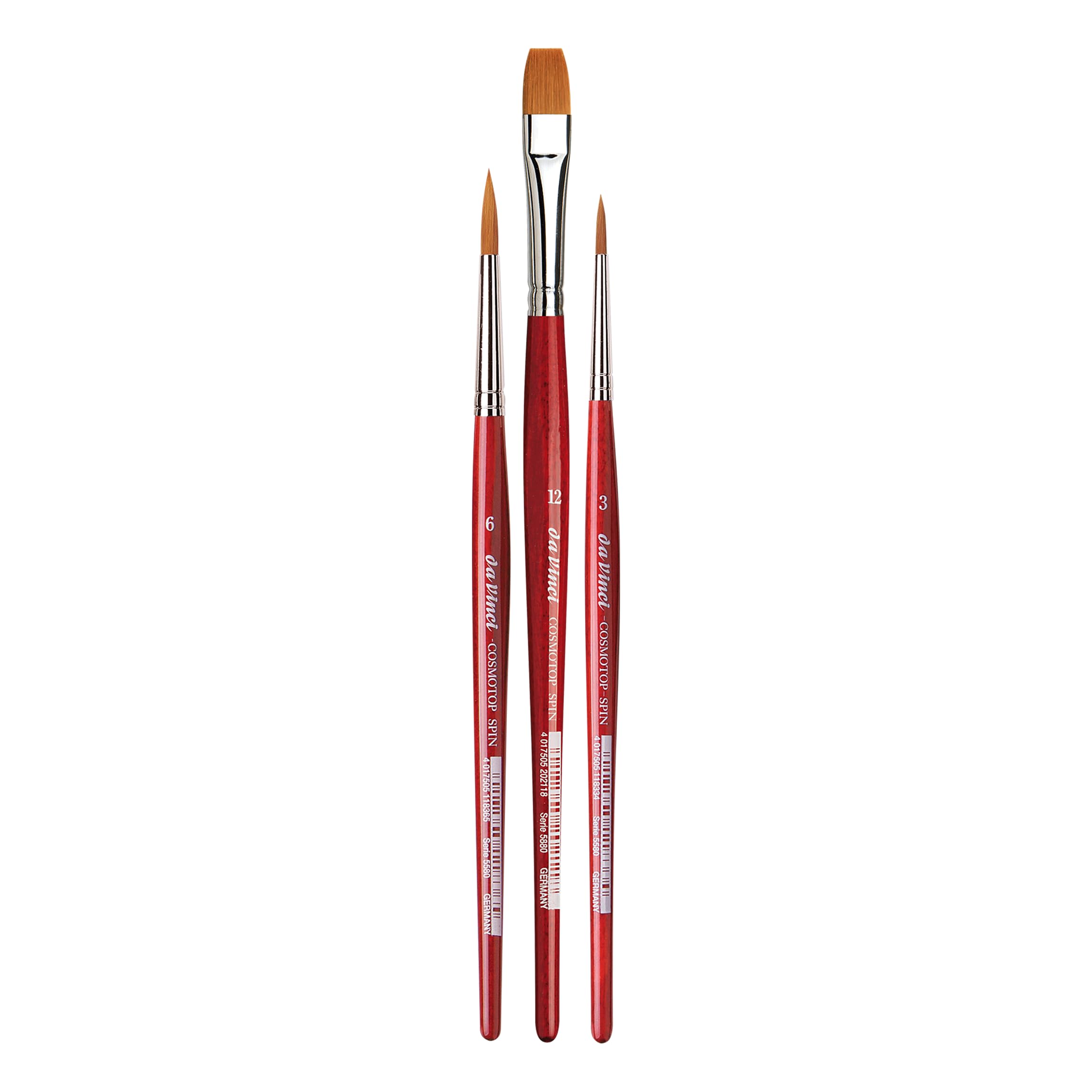 da Vinci Watercolor Series 5389 CosmoTop Spin Lettering & Flower Brush Set, Synthetic, 3 Brushes (Series 5580, 5880) - Image 4