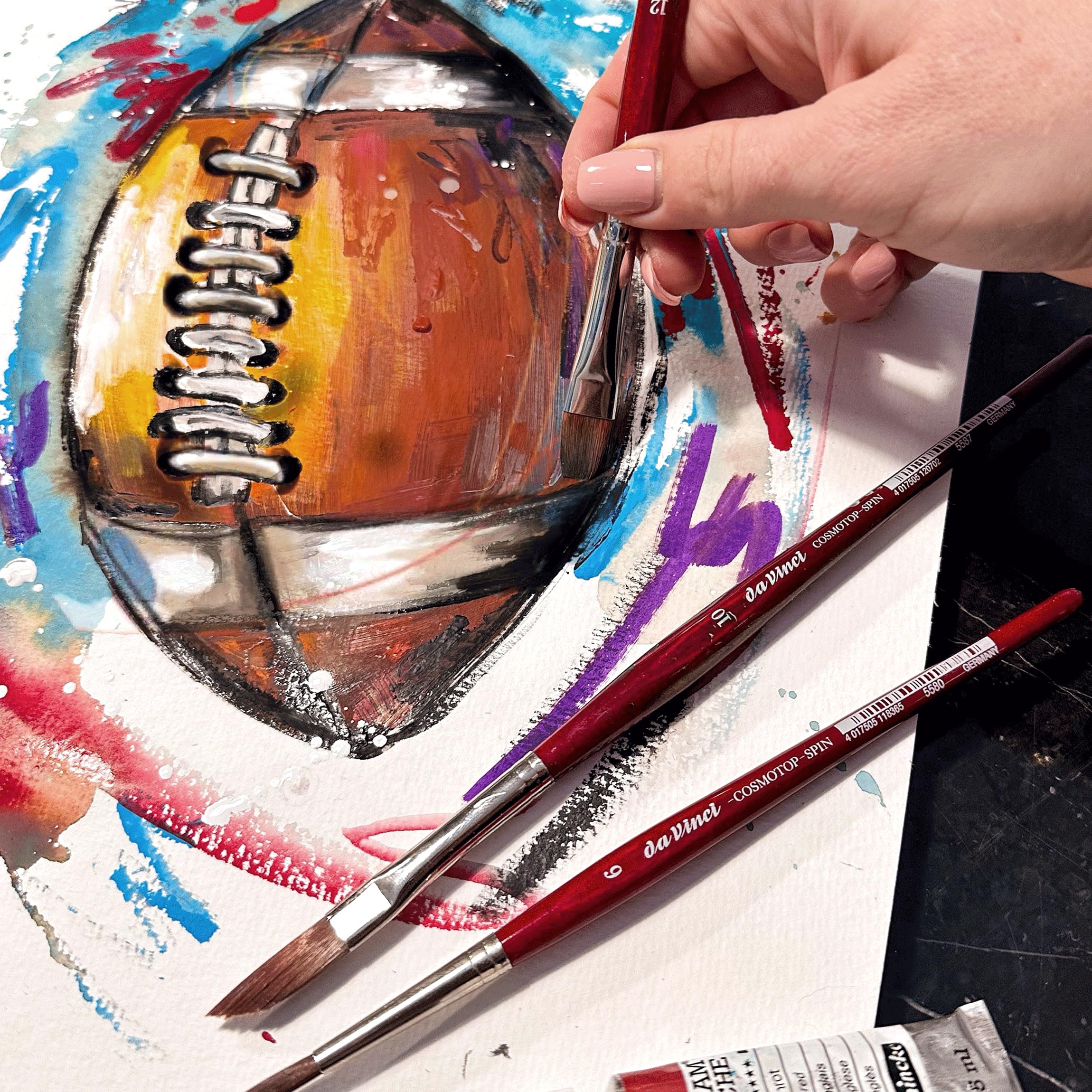 da Vinci Watercolor Series 5580 Size 6 Round - CosmoTop Spin Synthetics - Professional Quality Multi-Diameter Synthetic Fibers - Holds More Water Than Any Other Synthetic - Image 5