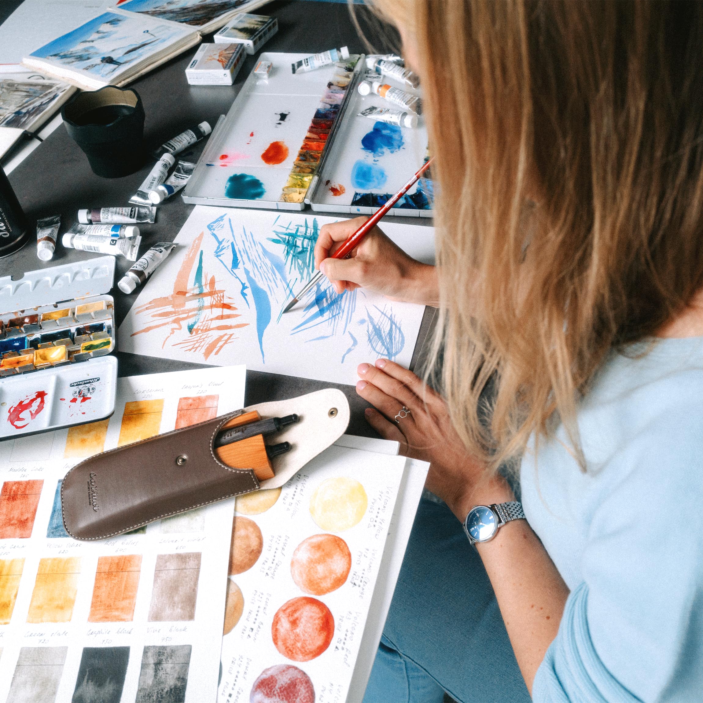 da Vinci Watercolor Series 5580 Size 6 Round - CosmoTop Spin Synthetics - Professional Quality Multi-Diameter Synthetic Fibers - Holds More Water Than Any Other Synthetic - Image 6